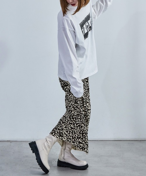 Fashion Letter（ファッションレター）の「レオパードナロープリーツスカート レオパード柄 豹ヒョウ柄 レディース スカート プリーツ（スカート・レディース・オフホワイト/ブラック・M/L）」の22枚目の写真