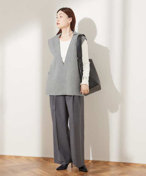 PROTAGONISTA（プロタゴニスタ）の「【PROTAGONISTA/プロタゴニスタ】WL ジレ（ベスト・レディース・ライトグレー/ブラウン・FREE）」の3枚目の写真