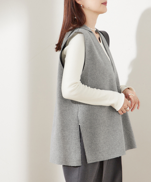 PROTAGONISTA（プロタゴニスタ）の「【PROTAGONISTA/プロタゴニスタ】WL ジレ（ベスト・レディース・ライトグレー/ブラウン・FREE）」の8枚目の写真