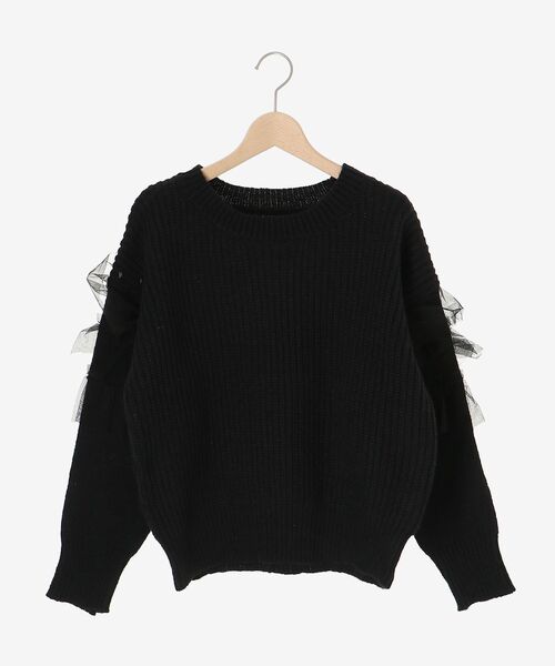 le.coeur blanc(ルクールブラン)の「チュール使いボリュームニットプルオーバー(ニット/セーター・レディース・ブラック/グレイッシュベージュ/グレー・38)」の5枚目の写真