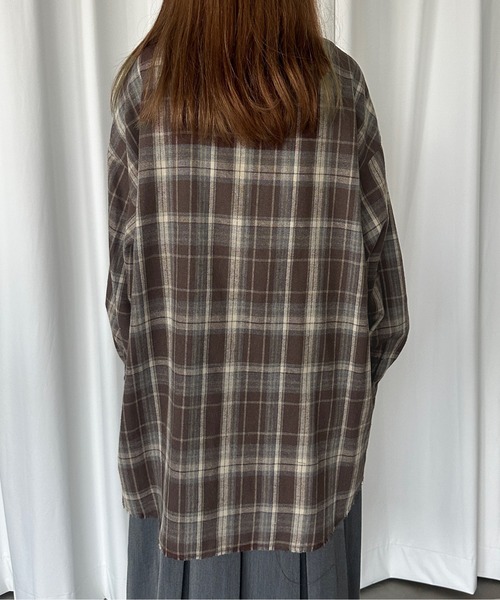 kutir（クティール）の「フリンジオーバーチェックネルシャツ（シャツ/ブラウス・レディース・ブラウン/ネイビー/ベージュ・FREE）」の11枚目の写真