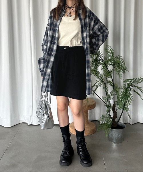 kutir（クティール）の「フリンジオーバーチェックネルシャツ（シャツ/ブラウス・レディース・ブラウン/ネイビー/ベージュ・FREE）」の17枚目の写真