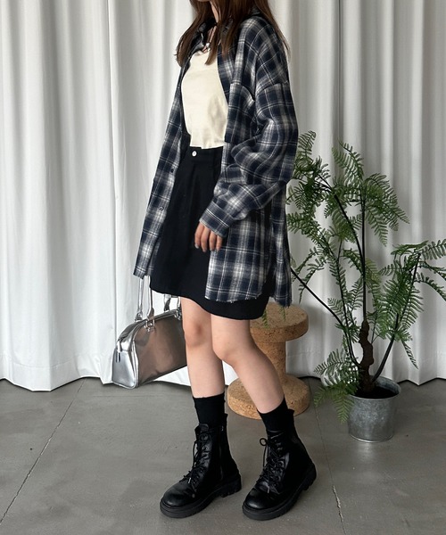 kutir（クティール）の「フリンジオーバーチェックネルシャツ（シャツ/ブラウス・レディース・ブラウン/ネイビー/ベージュ・FREE）」の18枚目の写真