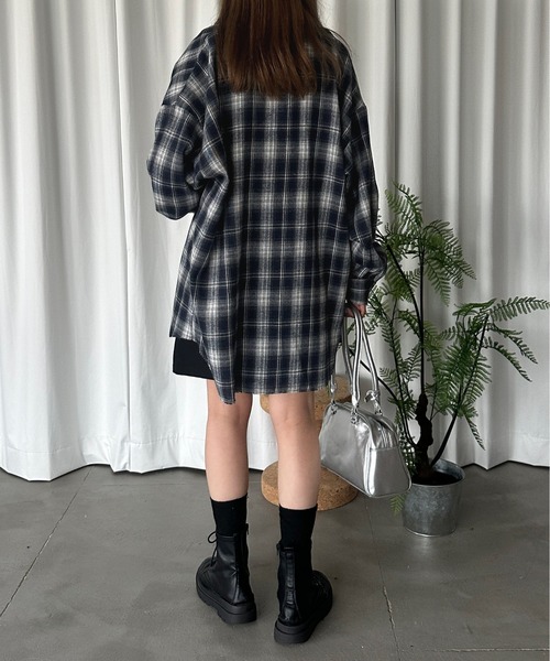 kutir（クティール）の「フリンジオーバーチェックネルシャツ（シャツ/ブラウス・レディース・ブラウン/ネイビー/ベージュ・FREE）」の7枚目の写真