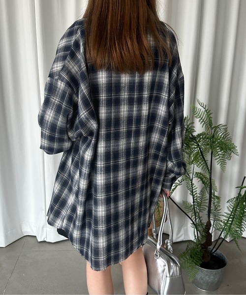 kutir（クティール）の「フリンジオーバーチェックネルシャツ（シャツ/ブラウス・レディース・ブラウン/ネイビー/ベージュ・FREE）」の16枚目の写真