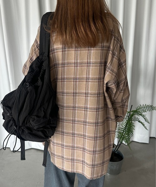 kutir（クティール）の「フリンジオーバーチェックネルシャツ（シャツ/ブラウス・レディース・ブラウン/ネイビー/ベージュ・FREE）」の22枚目の写真