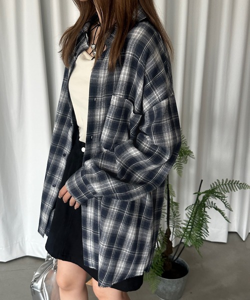 kutir（クティール）の「フリンジオーバーチェックネルシャツ（シャツ/ブラウス・レディース・ブラウン/ネイビー/ベージュ・FREE）」の15枚目の写真