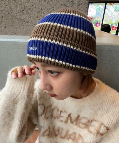 CIAOPANIC TYPY（チャオパニックティピー）の「【asis】刺繍ニット帽（ニットキャップ/ビーニー・メンズ・グレー/ブルー/ブラック/カーキ/ブラウン・ONE SIZE）」の12枚目の写真