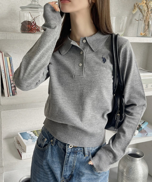 U.S. POLO ASSN.(ユーエスポロアッスン)の「U.S. POLO ASSN. ×Ada. /ユーエスポロアッスンコンパクトニットポロシャツ(ポロシャツ・レディース・グレー/ホワイト/ネイビー/ブラウン/ピンク・FREE)」の18枚目の写真