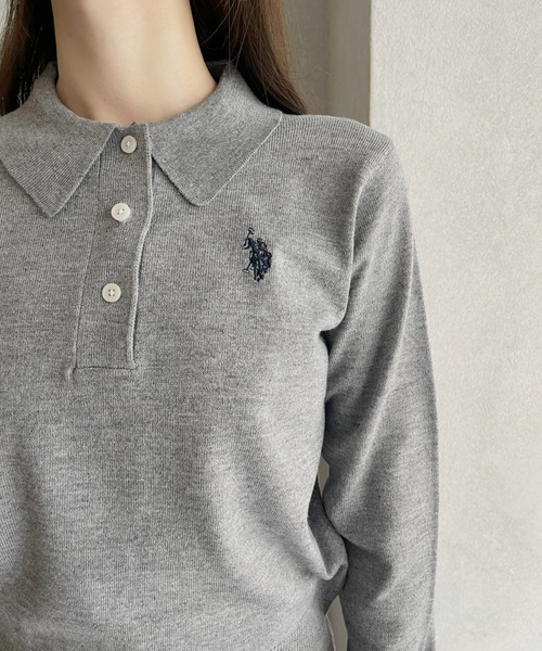 U.S. POLO ASSN.(ユーエスポロアッスン)の「U.S. POLO ASSN. ×Ada. /ユーエスポロアッスンコンパクトニットポロシャツ(ポロシャツ・レディース・グレー/ホワイト/ネイビー/ブラウン/ピンク・FREE)」の13枚目の写真