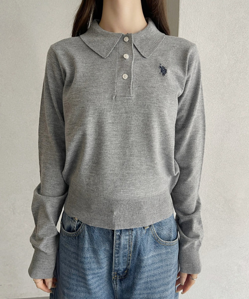 U.S. POLO ASSN.(ユーエスポロアッスン)の「U.S. POLO ASSN. ×Ada. /ユーエスポロアッスンコンパクトニットポロシャツ(ポロシャツ・レディース・グレー/ホワイト/ネイビー/ブラウン/ピンク・FREE)」の14枚目の写真