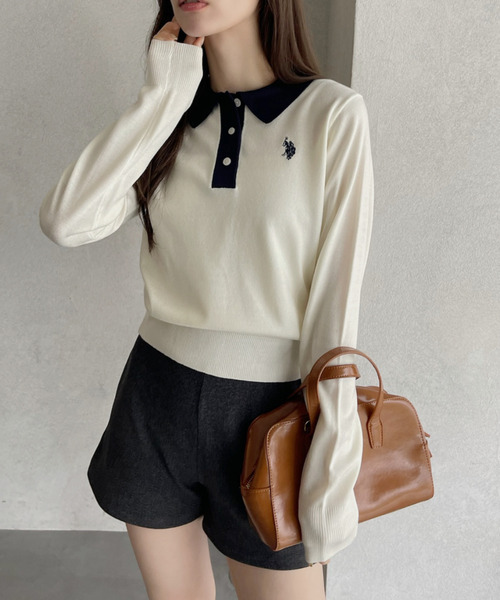 U.S. POLO ASSN.(ユーエスポロアッスン)の「U.S. POLO ASSN. ×Ada. /ユーエスポロアッスンコンパクトニットポロシャツ(ポロシャツ・レディース・グレー/ホワイト/ネイビー/ブラウン/ピンク・FREE)」の21枚目の写真