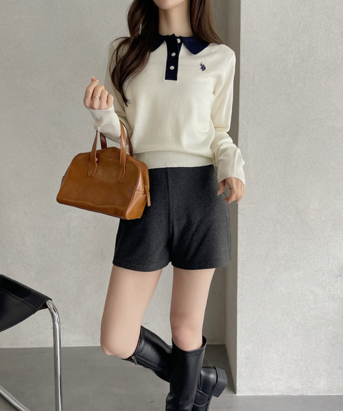 U.S. POLO ASSN.(ユーエスポロアッスン)の「U.S. POLO ASSN. ×Ada. /ユーエスポロアッスンコンパクトニットポロシャツ(ポロシャツ・レディース・グレー/ホワイト/ネイビー/ブラウン/ピンク・FREE)」の10枚目の写真