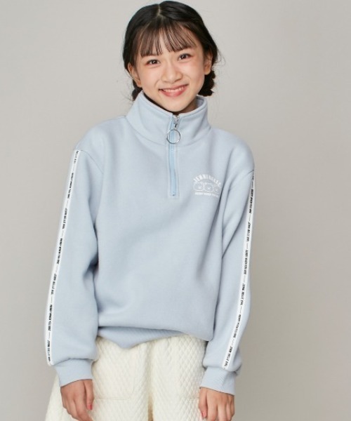 JENNI belle（ジェニィベル）の「【WEB限定】【あったか】裏起毛袖ラインハーフZIPトレーナー（スウェット・キッズ・ブラウン/ブラック/サックスブルー・130cm/140cm/150cm/120cm）」の3枚目の写真