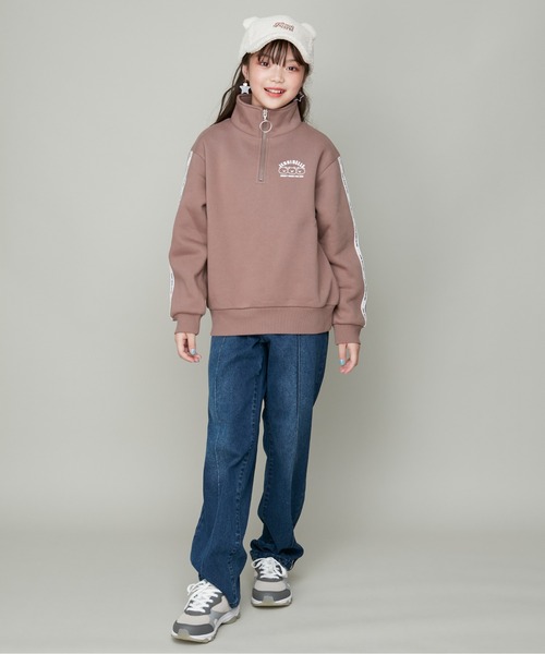 JENNI belle（ジェニィベル）の「【WEB限定】【あったか】裏起毛袖ラインハーフZIPトレーナー（スウェット・キッズ・ブラウン/ブラック/サックスブルー・130cm/140cm/150cm/120cm）」の8枚目の写真