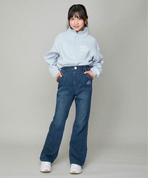 JENNI belle（ジェニィベル）の「【WEB限定】【あったか】裏起毛袖ラインハーフZIPトレーナー（スウェット・キッズ・ブラウン/ブラック/サックスブルー・130cm/140cm/150cm/120cm）」の12枚目の写真