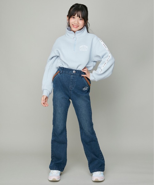 JENNI belle（ジェニィベル）の「【WEB限定】【あったか】裏起毛袖ラインハーフZIPトレーナー（スウェット・キッズ・ブラウン/ブラック/サックスブルー・130cm/140cm/150cm/120cm）」の15枚目の写真