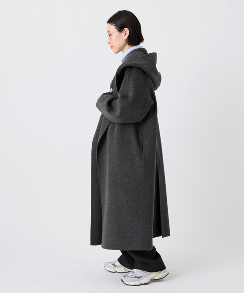 【値下】AP STUDIO エーピーストゥディオ　ウールロングコート　グレー　F 値下】AP STUDIO エーピーストゥディオ ウールロングコート グレー F