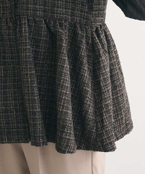 Green　Parks（グリーンパークス）の「ラメツィードペプラムベスト（ベスト・レディース・ブラック/ライトベージュ・FREE）」の12枚目の写真