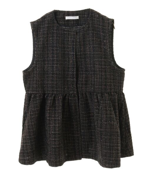 Green　Parks（グリーンパークス）の「ラメツィードペプラムベスト（ベスト・レディース・ブラック/ライトベージュ・FREE）」の16枚目の写真