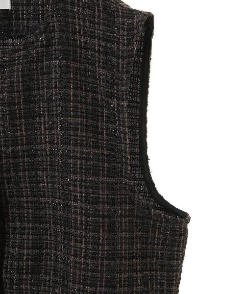 Green　Parks（グリーンパークス）の「ラメツィードペプラムベスト（ベスト・レディース・ブラック/ライトベージュ・FREE）」の18枚目の写真