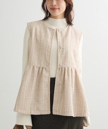 ラメツィードペプラムベスト