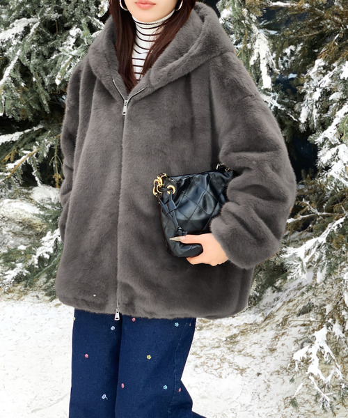 セール】フェイクファー ジャケット パーカー（その他アウター）｜by