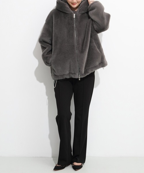 by LEGNA（バイレグナ）の「フェイクファー ジャケット パーカー（その他アウター・レディース・ベージュ系その他/ダークグレー/モカ/ブラック・FREE）」の10枚目の写真