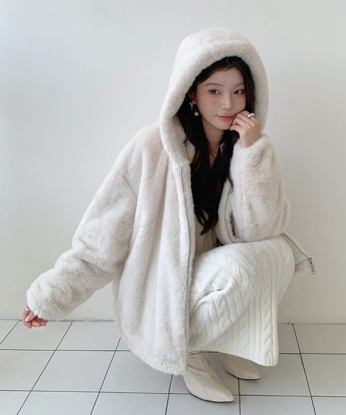 セール】フェイクファー ジャケット パーカー（その他アウター）｜by