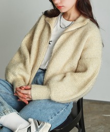 shetila（シェティラ）の「ラメシャギー カジュアルニット Wジップスタンドカーディガン（カーディガン/ボレロ）」