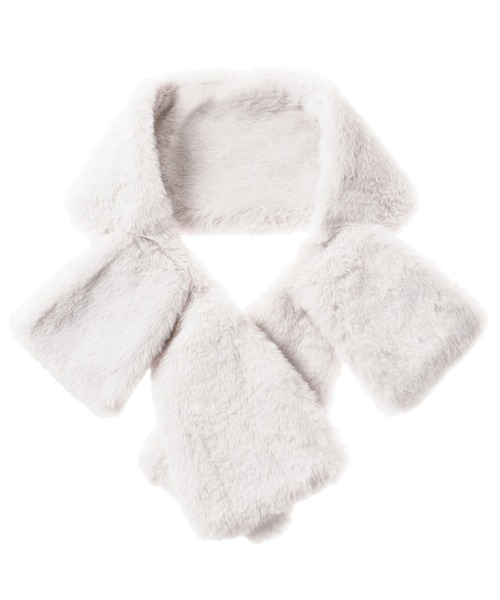 ファーリボンマフラー ホワイト・グレー ファーリボンマフラー ホワイト・グレー ファーリボンマフラー