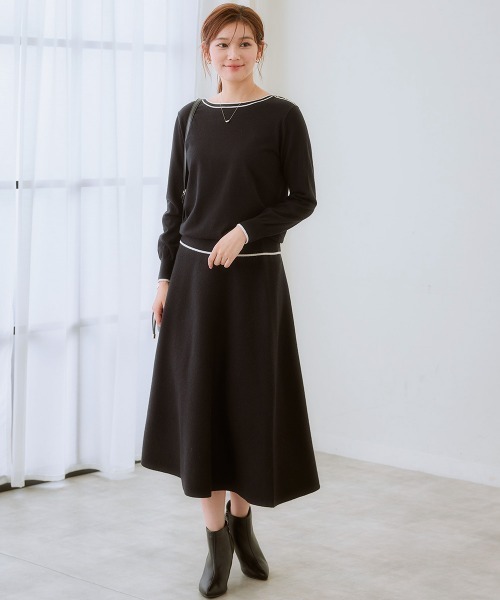 7days Life Styling（セブンデイズライフスタイリング）の「肩ボタン配色ボートネックニット（毛玉になりにくい・タンブル乾燥OK）（ニット/セーター・レディース・アイボリー/杢グレー/ブラック・S/M/L/LL/3L）」の6枚目の写真
