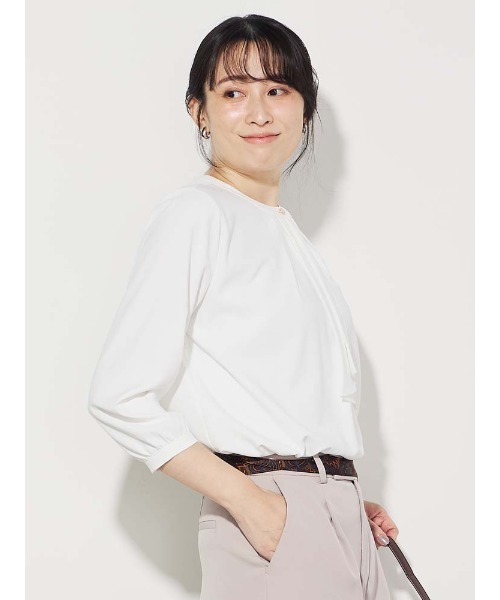 Perfect Suit FActory(パーフェクトスーツファクトリー)の「【UVカット/防しわ】パウダーストレッチ ボウタイ7分袖ブラウス ホワイト/グレー/ベージュ(シャツ/ブラウス・レディース・オフホワイト/ライトグレー/ベージュ・S/M/L)」の19枚目の写真