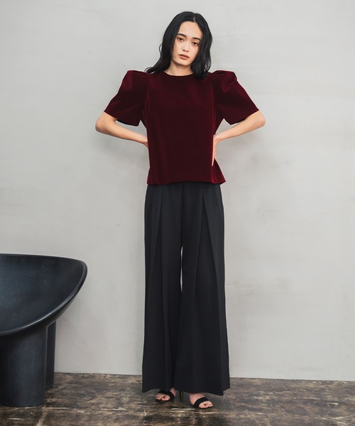 ELFRANK(エルフランク)の「2WAYベロアパフスリーブトップス(Tシャツ/カットソー・レディース・ブラック/ボルドー・FREE)」の18枚目の写真