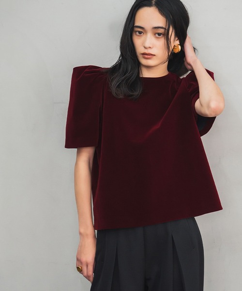 ELFRANK(エルフランク)の「2WAYベロアパフスリーブトップス(Tシャツ/カットソー・レディース・ブラック/ボルドー・FREE)」の19枚目の写真
