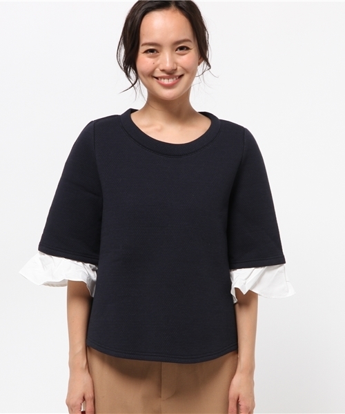 OUTLET(アウトレット)の「【Sheta】袖フリルプルオーバー(Tシャツ/カットソー・レディース・ネイビー・FREE)」の2枚目の写真