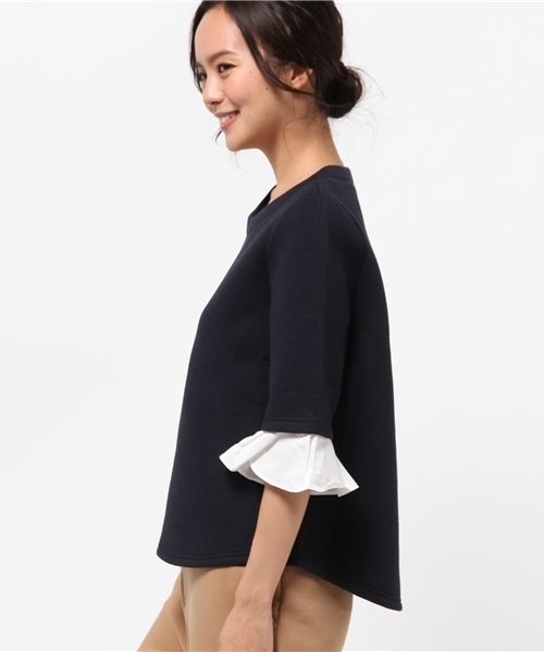 OUTLET(アウトレット)の「【Sheta】袖フリルプルオーバー(Tシャツ/カットソー・レディース・ネイビー・FREE)」の3枚目の写真