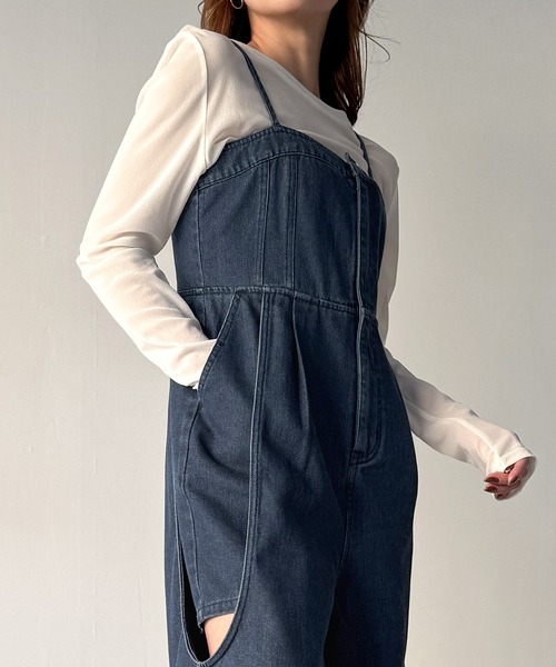 JUNOAH（ジュノア）の「レイヤードデザインデニムオールインワン（つなぎ/オールインワン・レディース・ライトブルー/ブラック/ネイビー・X-LARGE/LARGE/MEDIUM）」の10枚目の写真