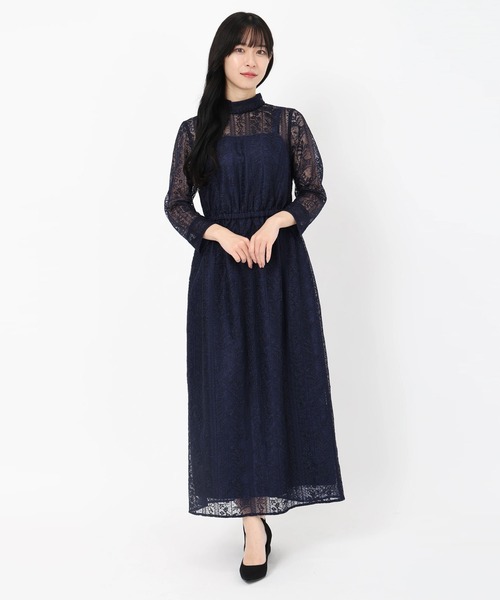 【STRAWBERRY-FIELDS】ストライプクラシカルワンピース　黒 STRAWBERRY-FIELDS】ストライプクラシカルワンピース 黒