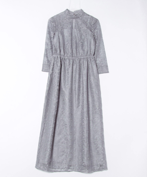 STRAWBERRY-FIELDS(ストロベリーフィールズ)の「レイヤーストライプレースワンピース(ワンピース・レディース・ネイビー/グレー・2)」の9枚目の写真