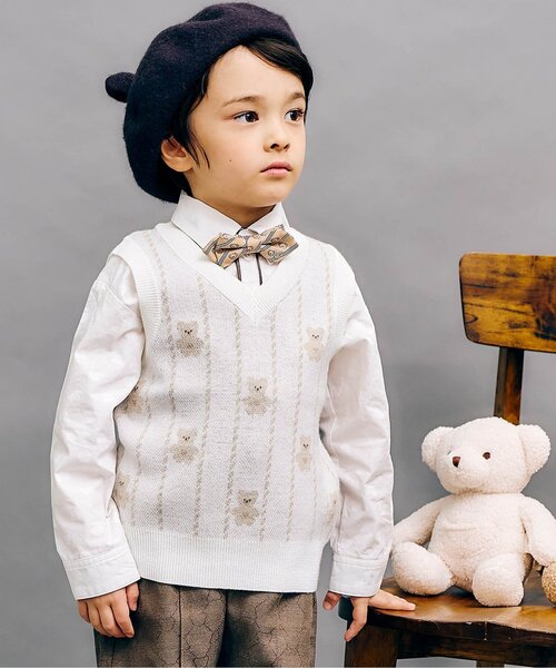 tinybear 総柄ニットベスト_マシンウォッシャブル（ベスト