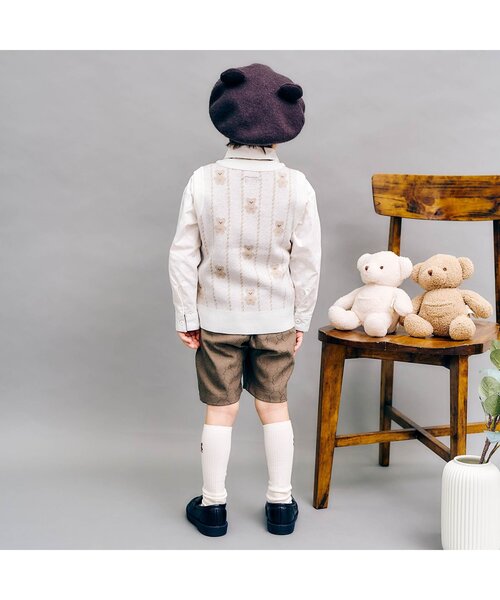 apres les cours(アプレレクール)の「tinybear 総柄ニットベスト_マシンウォッシャブル(ベスト・キッズ・オフホワイト・90/100/110/120)」の3枚目の写真