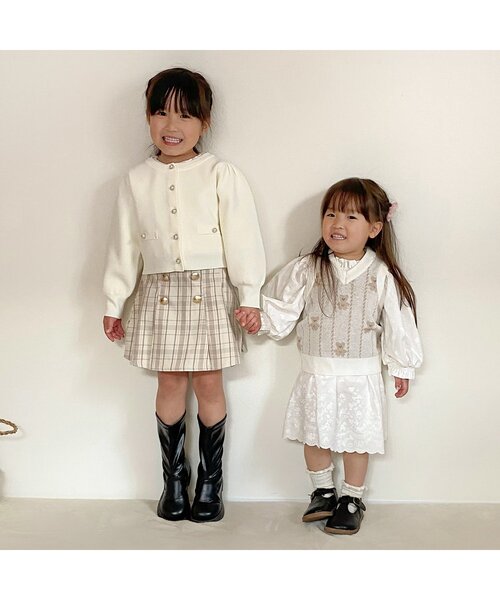 apres les cours(アプレレクール)の「tinybear 総柄ニットベスト_マシンウォッシャブル(ベスト・キッズ・オフホワイト・90/100/110/120)」の5枚目の写真