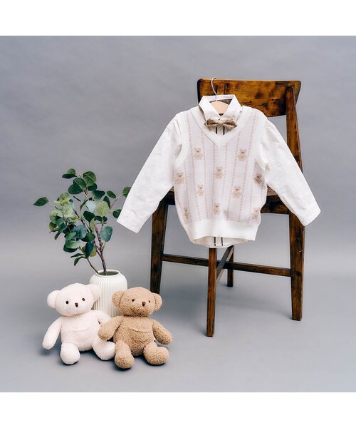 apres les cours(アプレレクール)の「tinybear 総柄ニットベスト_マシンウォッシャブル(ベスト・キッズ・オフホワイト・90/100/110/120)」の6枚目の写真