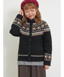 Samansa Mos2 | 求心風ジャカードニットカーディガン(カーディガン/ボレロ)