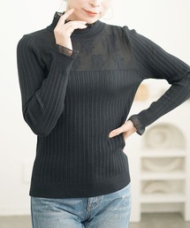 フラワーレースリブニットソー【大きいサイズ対応】