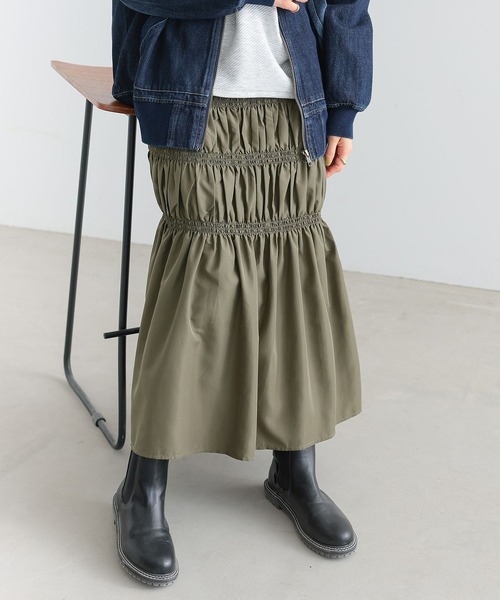 n'OrLABEL（ノアールレーベル）の「『裏地付き シャーリングデザインスカート』（スカート・レディース・ブラック/グレー/カーキ・FREE）」の3枚目の写真