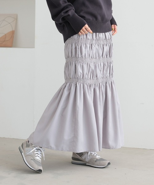 n'OrLABEL（ノアールレーベル）の「『裏地付き シャーリングデザインスカート』（スカート・レディース・ブラック/グレー/カーキ・FREE）」の19枚目の写真