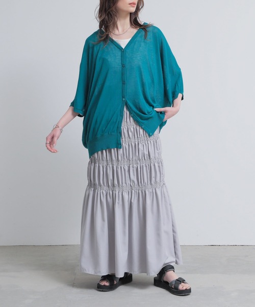 n'OrLABEL（ノアールレーベル）の「『裏地付き シャーリングデザインスカート』（スカート・レディース・ブラック/グレー/カーキ・FREE）」の14枚目の写真