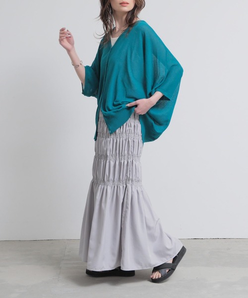 n'OrLABEL（ノアールレーベル）の「『裏地付き シャーリングデザインスカート』（スカート・レディース・ブラック/グレー/カーキ・FREE）」の15枚目の写真